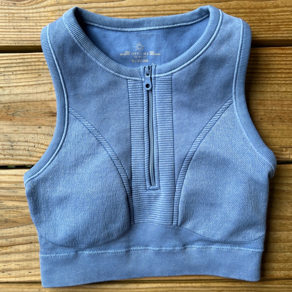 American Eagle Offline Aerie Blue racerback half zip Sports Bra extra small
